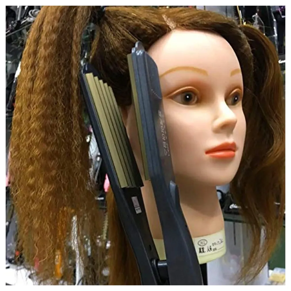 Hair Crimper With LCD Display And 5 Level Temperature Control, Ultra Fast Heat-up And Heat Recovery, Auto Shut-off For safety, Wider Ceramic Plates For smoothness and Shine (Black)