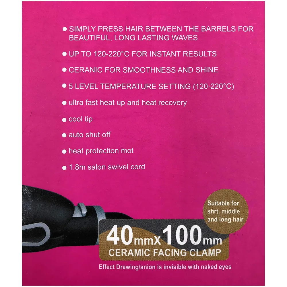 Hair Crimper With LCD Display And 5 Level Temperature Control, Ultra Fast Heat-up And Heat Recovery, Auto Shut-off For safety, Wider Ceramic Plates For smoothness and Shine (Black)