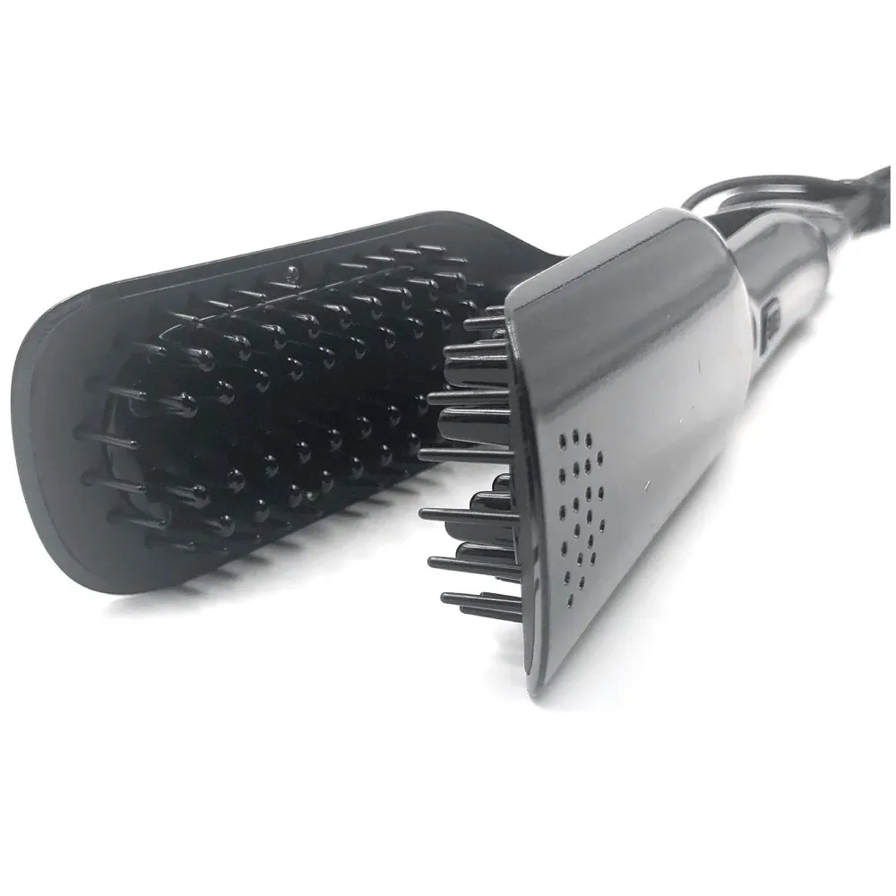 Professional Hair Salon Styling Hair Straightener Brush Heated Hair Brush Straightener Steam Vapor With LCD Screen (Black)