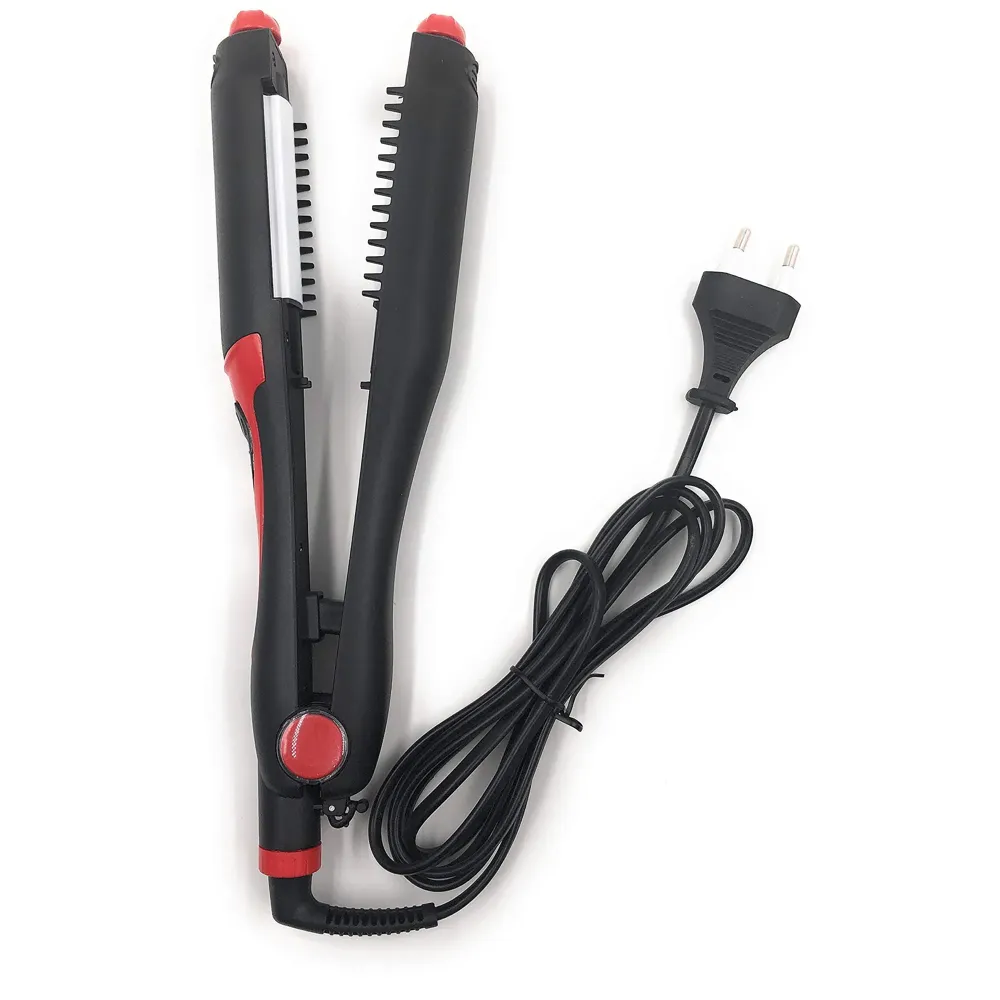 4 IN 1 Electric Rotating Hair Curling/Straightening Brush/Hair Roller/Hair Crimper, Hair Styler With 100% Aluminum Sheet (Red)