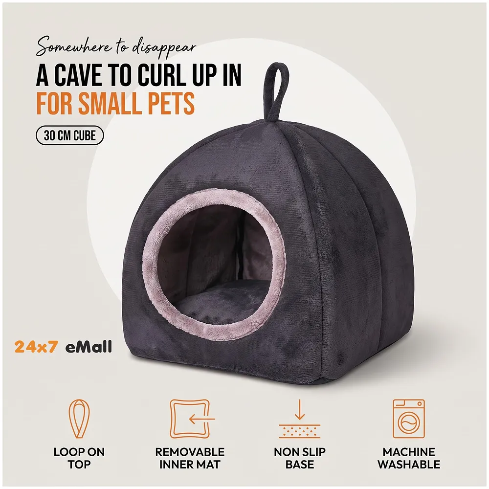 Large Hamster Bed Hideout Washable House 30 x 30 x 30 cm Black
