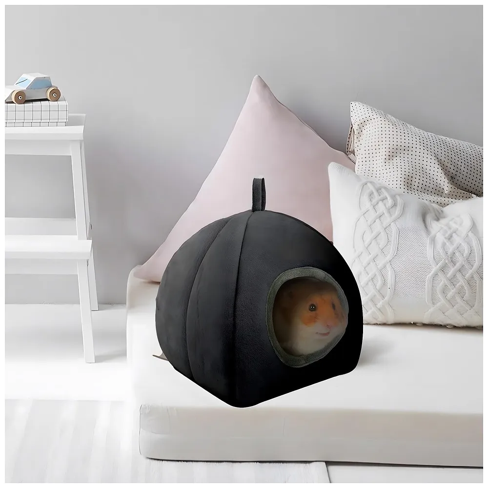 Large Hamster Bed Hideout Washable House 30 x 30 x 30 cm Black