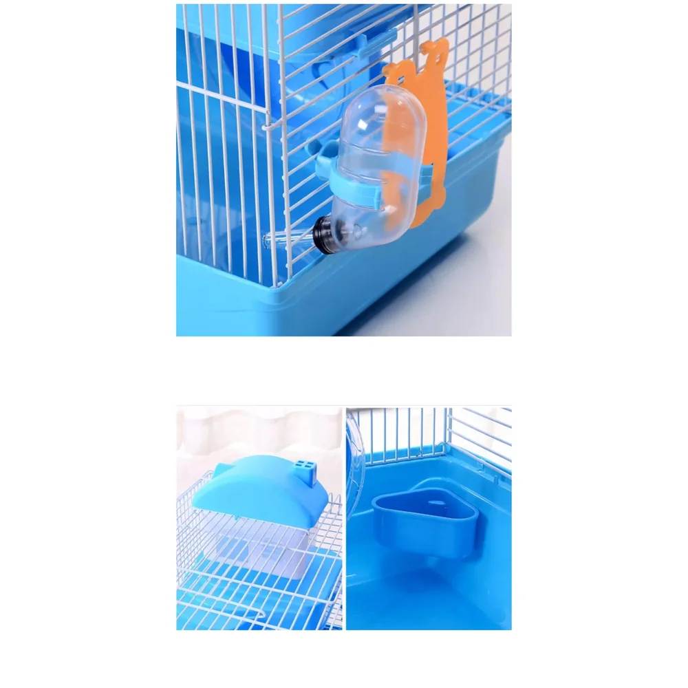 Habitat Hamster Cage Pet House Portable Small Pets 2 Floors, Mice with a Food Cup, Water Bottle and Exercise Wheel (Brown)