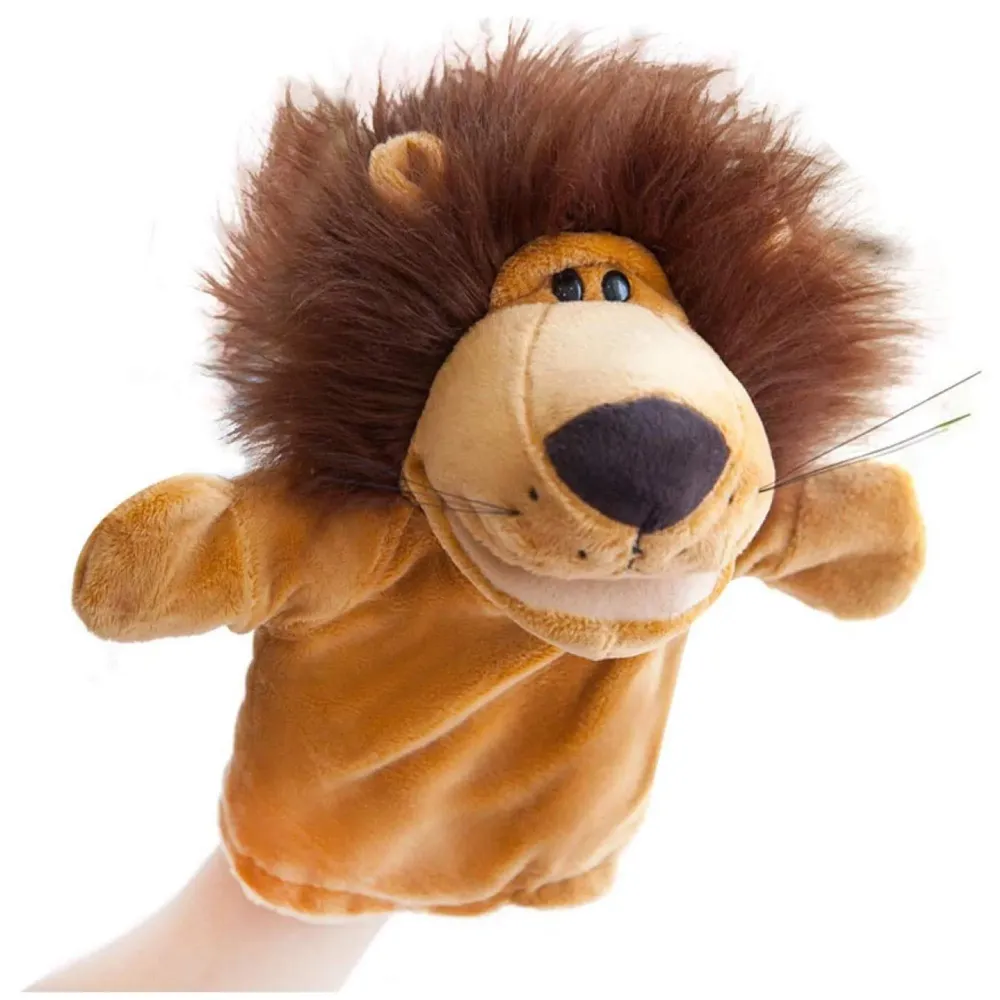 Hand Puppets Jungle Animal Friends with Working Mouth for Imaginative Play, Storytelling, Teaching, Preschool & Role-Play. (Lion 2)