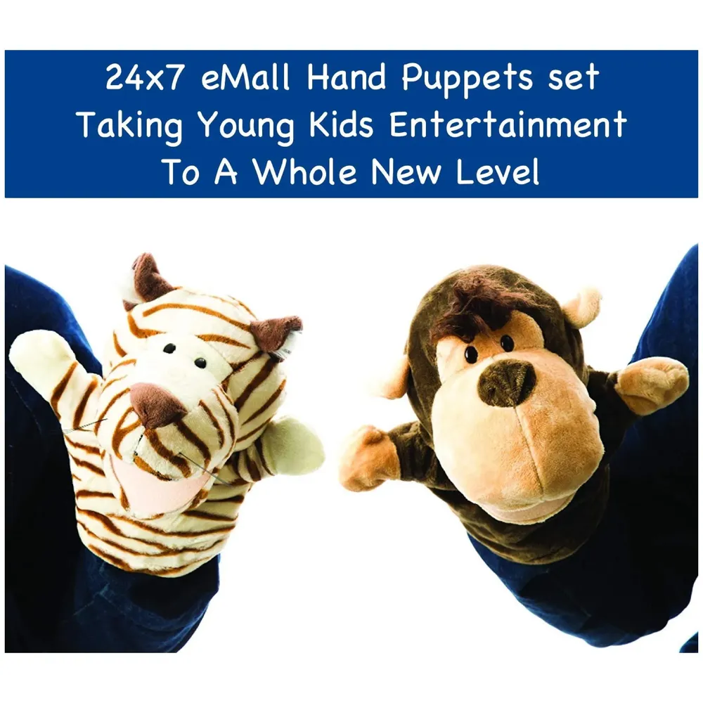 Hand Puppets Duck Jungle Animal Friends with Working Mouth for Imaginative Play, Storytelling, Teaching, Preschool & Role-Play. (Duck)