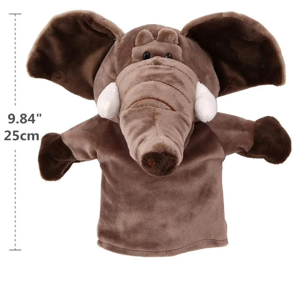 Hand Puppets Elephant Jungle Animal Friends with Working Mouth for Imaginative Play, Storytelling, Teaching, Preschool & Role-Play. (Elephant)