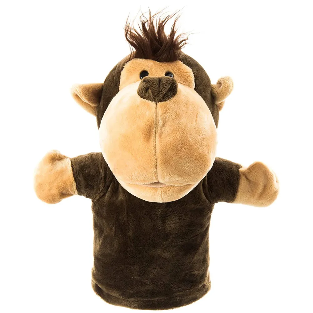 Hand Puppets Monkey Jungle Animal Friends with Working Mouth for Imaginative Play, Storytelling, Teaching, Preschool & Role-Play (Monkey)