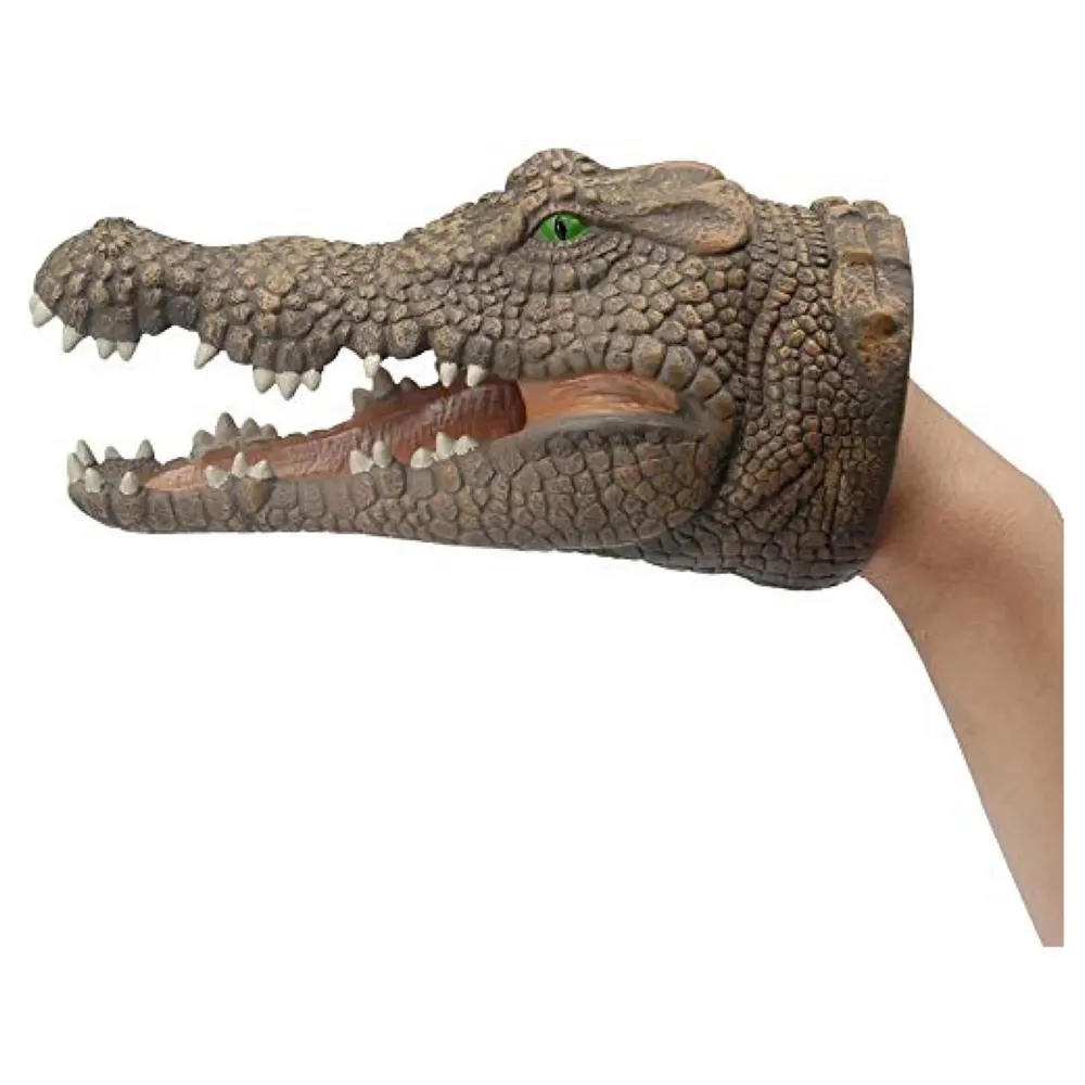 Rubber Hand Puppets Crocodile Jungle Animal Friends with Working Mouth for Imaginative Play, Storytelling, Teaching, Preschool & Role-Play. (Crocodile)