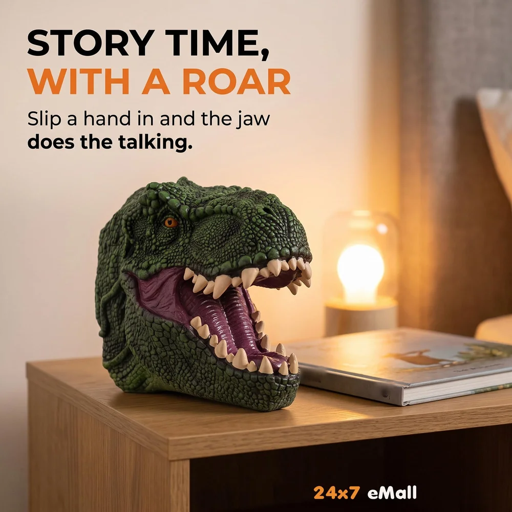 Dinosaur Hand Puppet Animal T-Rex with Working Mouth for Imaginative Play, Storytelling, Role-Play. (Dinosaur)