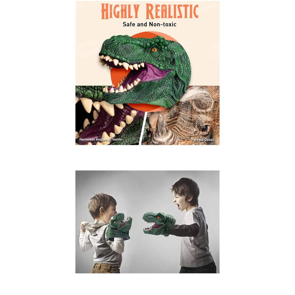 Dinosaur Hand Puppet Animal T-Rex with Working Mouth for Imaginative Play, Storytelling, Role-Play. (Dinosaur)