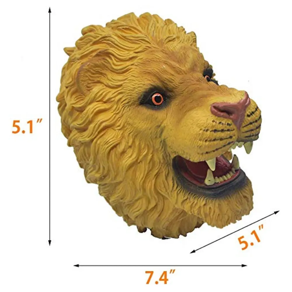 Rubber Hand Puppets Lion Jungle Animal Friends with Working Mouth for Imaginative Play, Storytelling, Teaching, Preschool & Role-Play. (Lion)