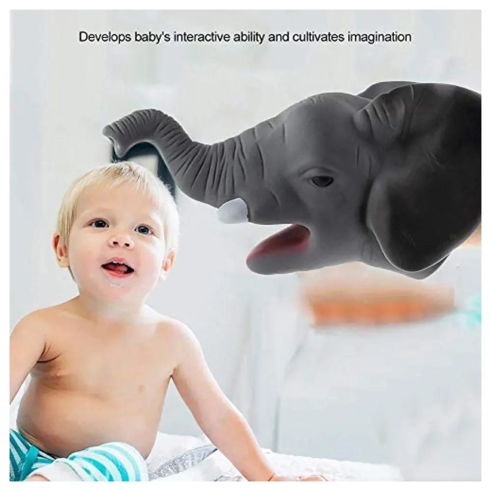 Rubber Hand Puppets Elephant Jungle Animal Friends with Working Mouth for Imaginative Play, Storytelling, Teaching, Preschool & Role-Play. (Elephant)