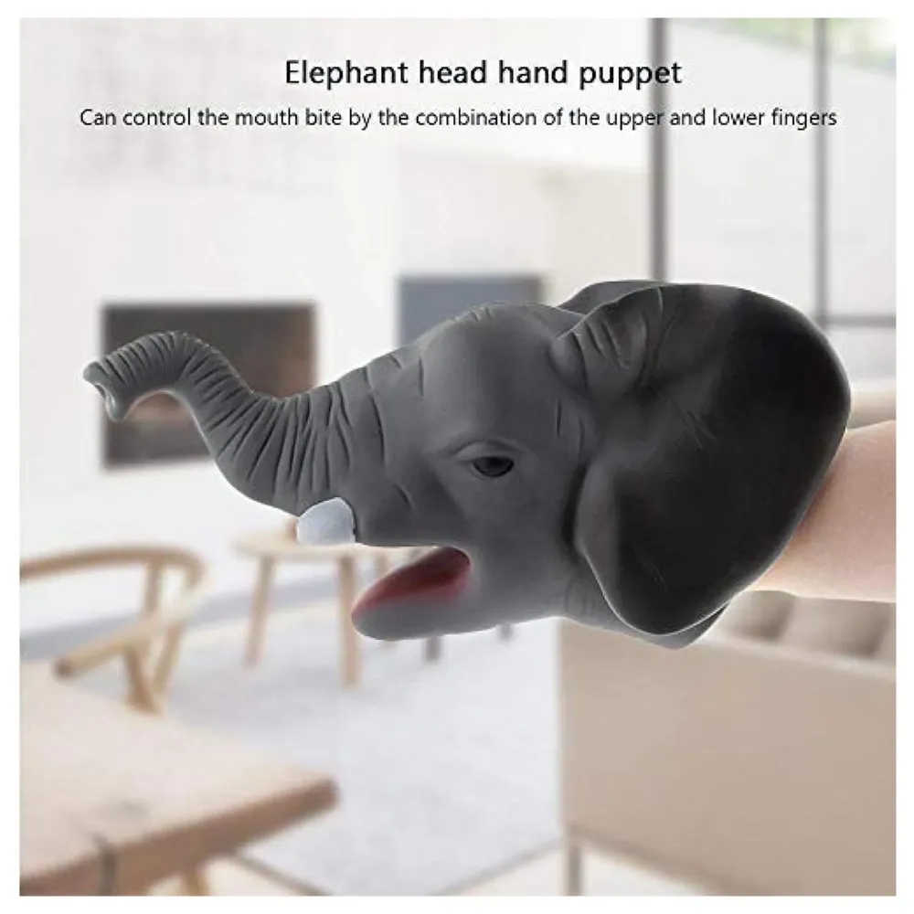Rubber Hand Puppets Elephant Jungle Animal Friends with Working Mouth for Imaginative Play, Storytelling, Teaching, Preschool & Role-Play. (Elephant)