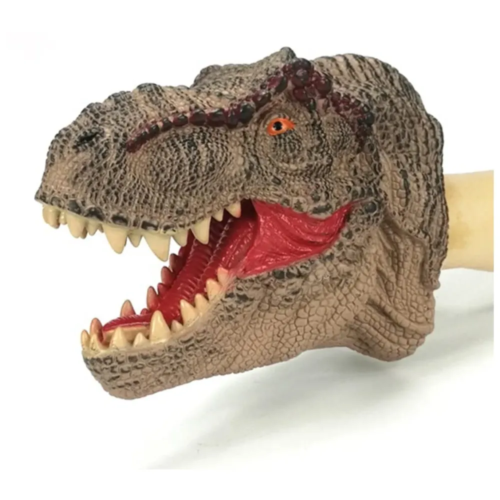 Dinosaur Hand Puppet Brown T-Rex Toys, Soft Rubber Realistic Raptor Dinosaur Head Tyrannosaurus Rex Brown