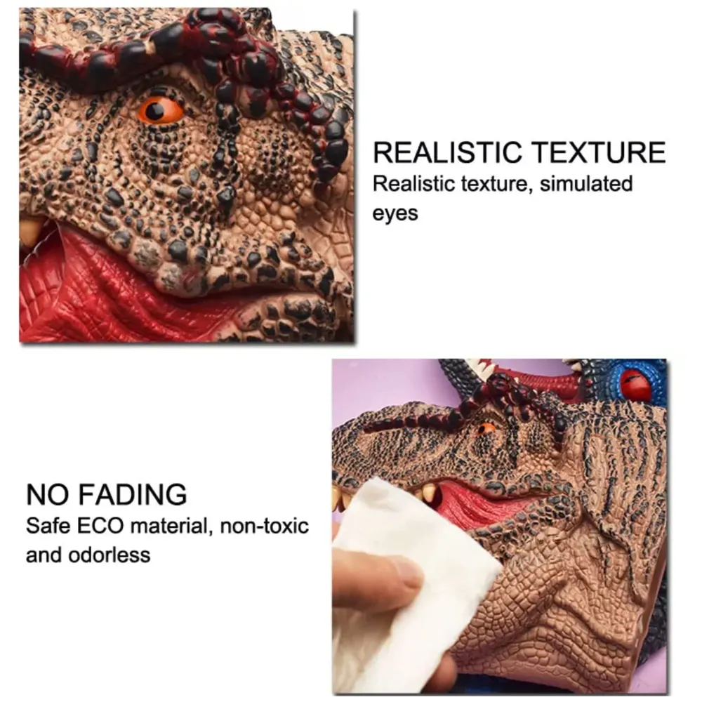 Dinosaur Hand Puppet Brown T-Rex Toys, Soft Rubber Realistic Raptor Dinosaur Head Tyrannosaurus Rex Brown