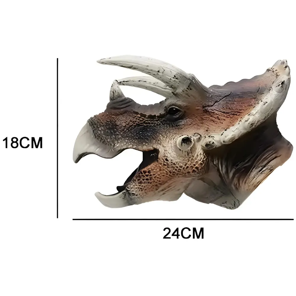 Dinosaur Hand Puppet Triceratops Kids Toy Puppet Brown Toys, Soft Rubber Realistic Raptor Dinosaur Head Story Telling Bedtime Pretend Play Action Figure