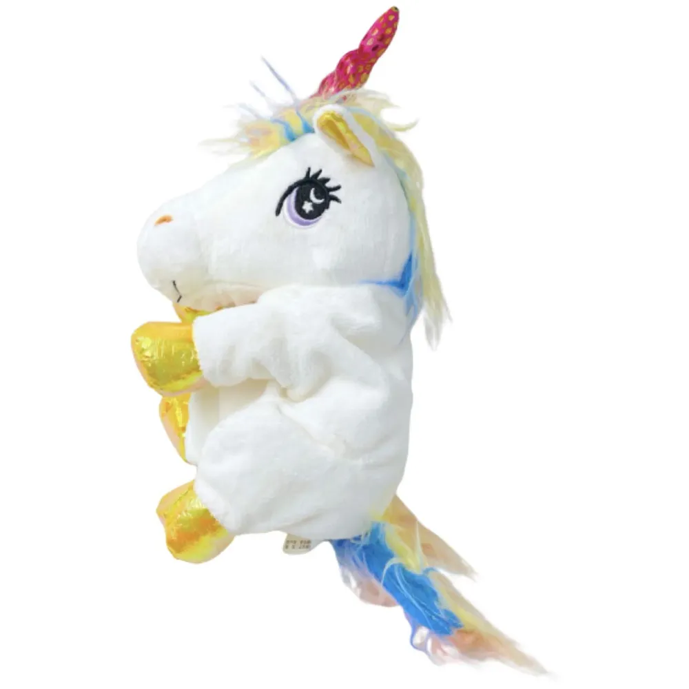 Hand Puppets Jungle Animal Friends with Working Mouth for Imaginative Play, Storytelling, Teaching, Preschool & Role-Play. (Unicorn White)