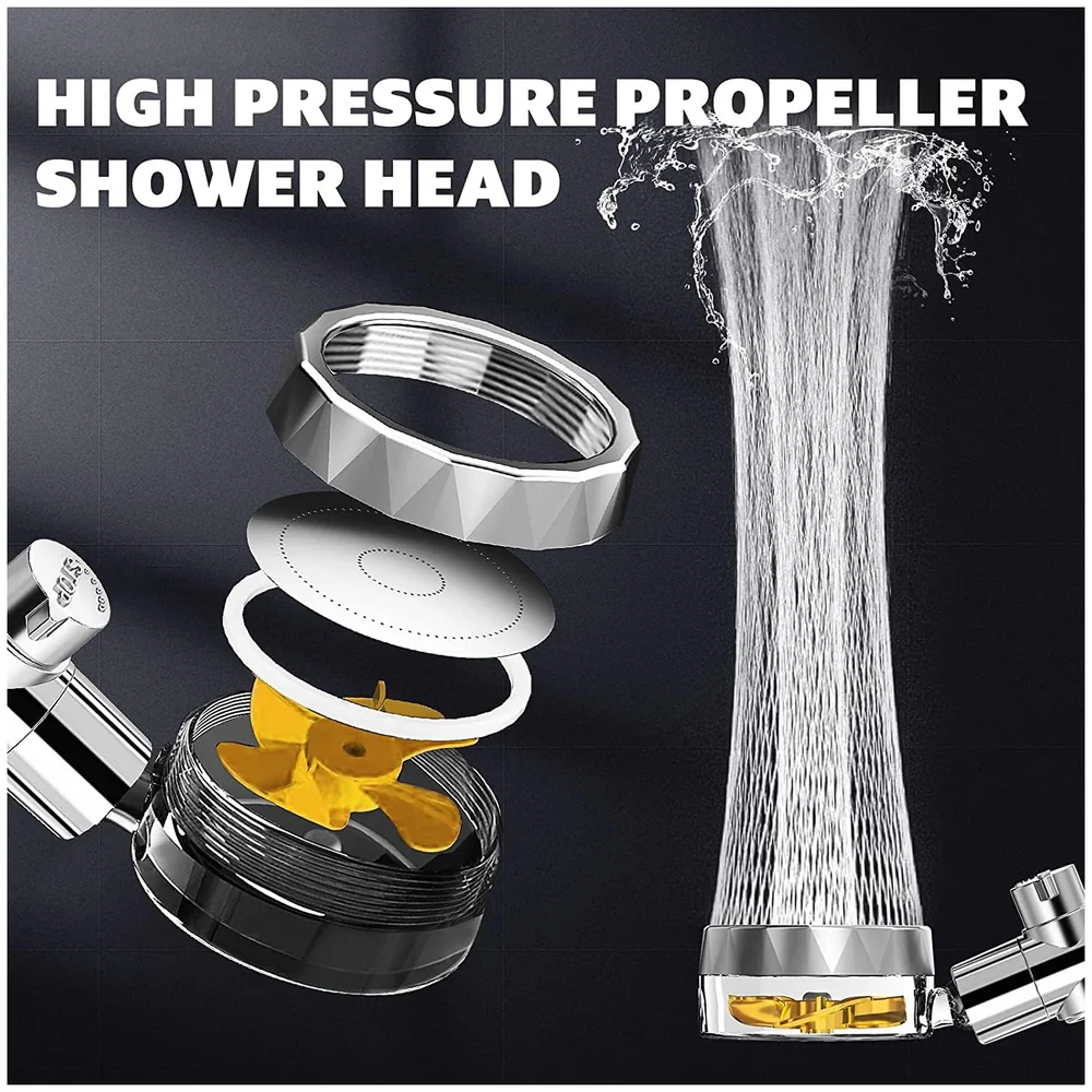 High Pressure Handheld Shower Head Turbo Fan Hose and Holder Set