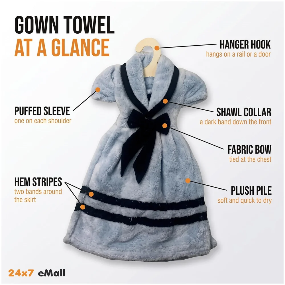 Hand Towel Gown Blue Coral Velvet Quick Dry 15 x 11 Inch