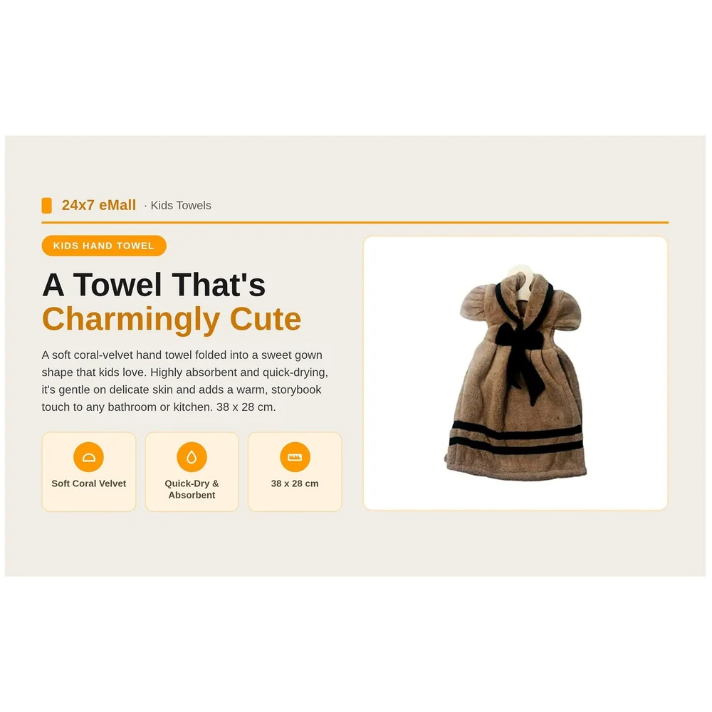 Hand Towel Gown Brown Coral Velvet Quick Dry 15 x 11 Inch