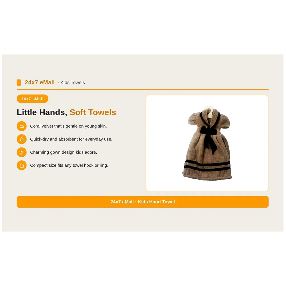 Hand Towel Gown Brown Coral Velvet Quick Dry 15 x 11 Inch
