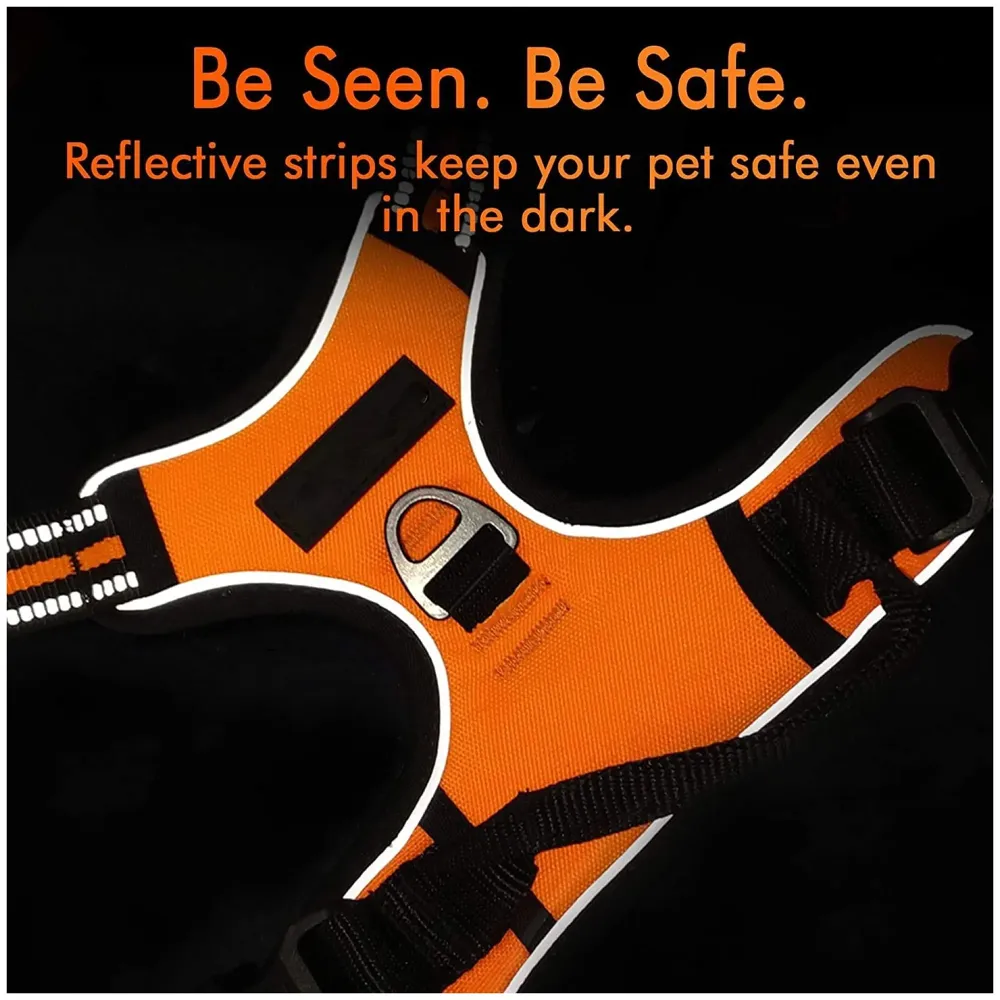 Vest Dog Harness Vest Breathable Adjustable Dog Body Belt No Pulling No Chock Oxford Fabric for Labradors, Golden Retriever, German Shepherd, Orange (Large Size)