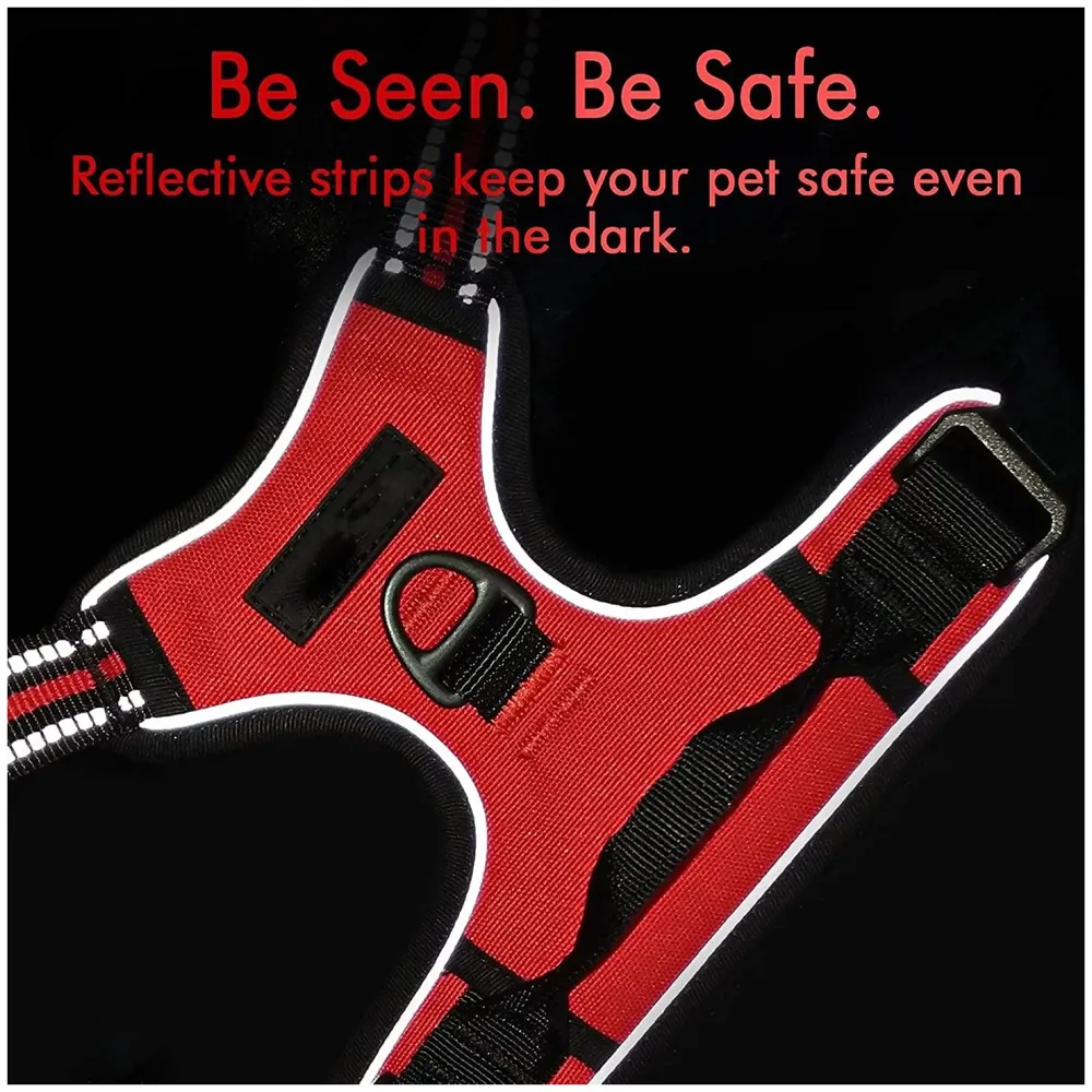 Vest Dog Harness Combo Vest and Leash Breathable Adjustable Dog Body Belt No Pulling No Chock Oxford Fabric for Labradors, Golden Retriever, German Shepherd, RED (Large - 25.5-31 Inch)
