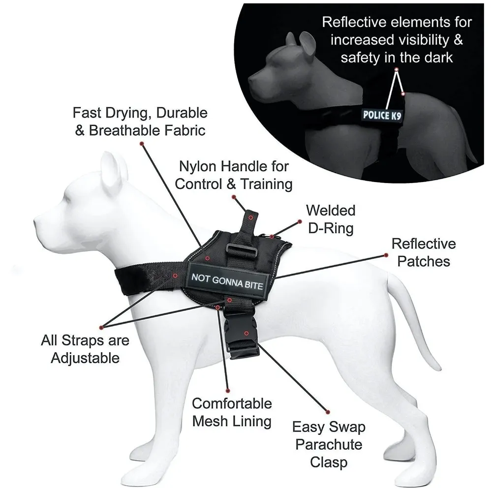 Dog Harness Dog Not Gonna Bite Vest Loop Straps and Handle and Adjustable (Medium 22-28 Inch Girth)