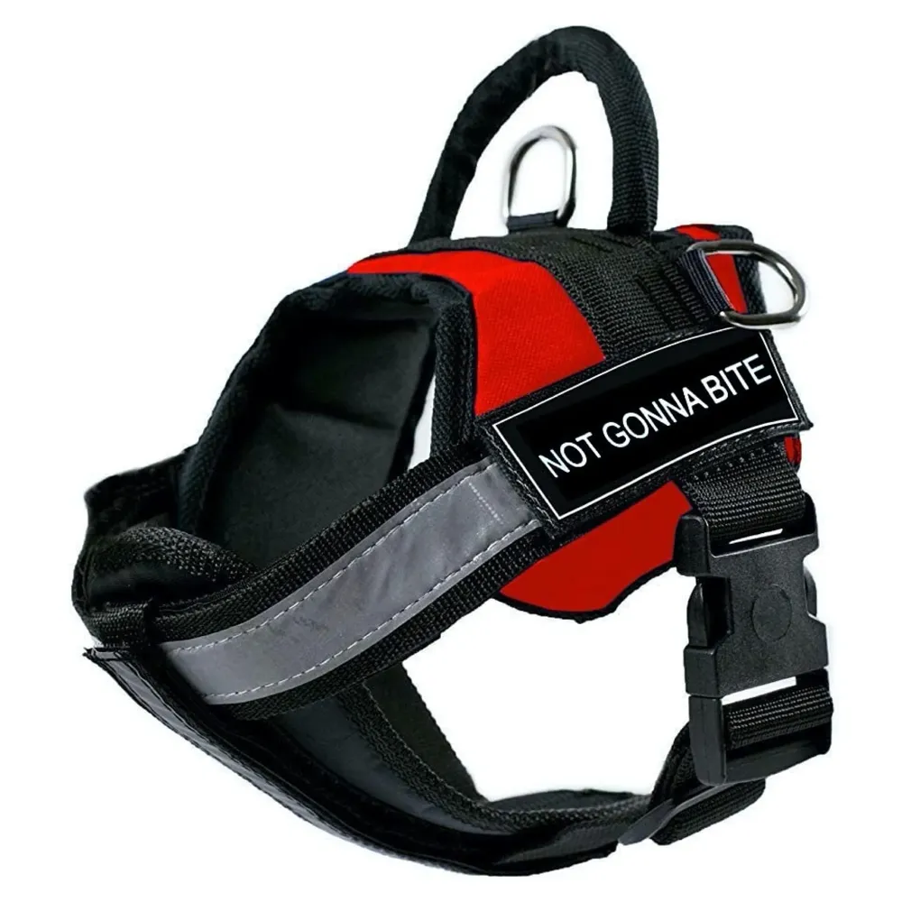 Red Dog Harness Dog Not Gonna Bite Vest Loop Straps and Handle and Adjustable (XL- 28-38 Inch Girth)