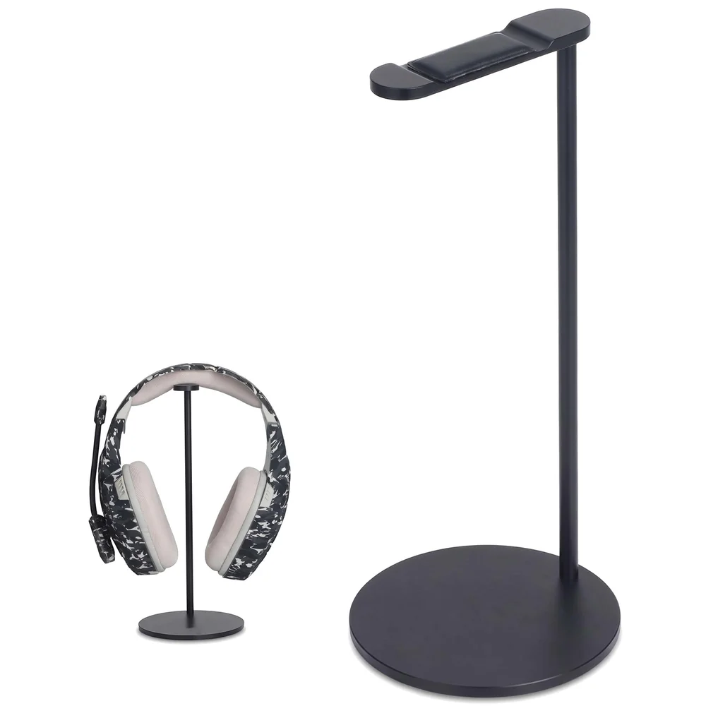 Headphone Stand Headset Holder Earphone Stand with Aluminum Supporting Bar Flexible Headrest ABS Solid Base for All Headphones Size (Round)
