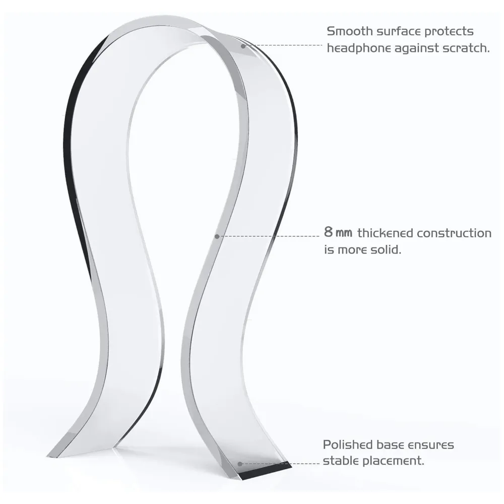 Headphone Stand, Acrylic Universal Headset Earphone Holder Desk Display Hanger with 8mm Thickness