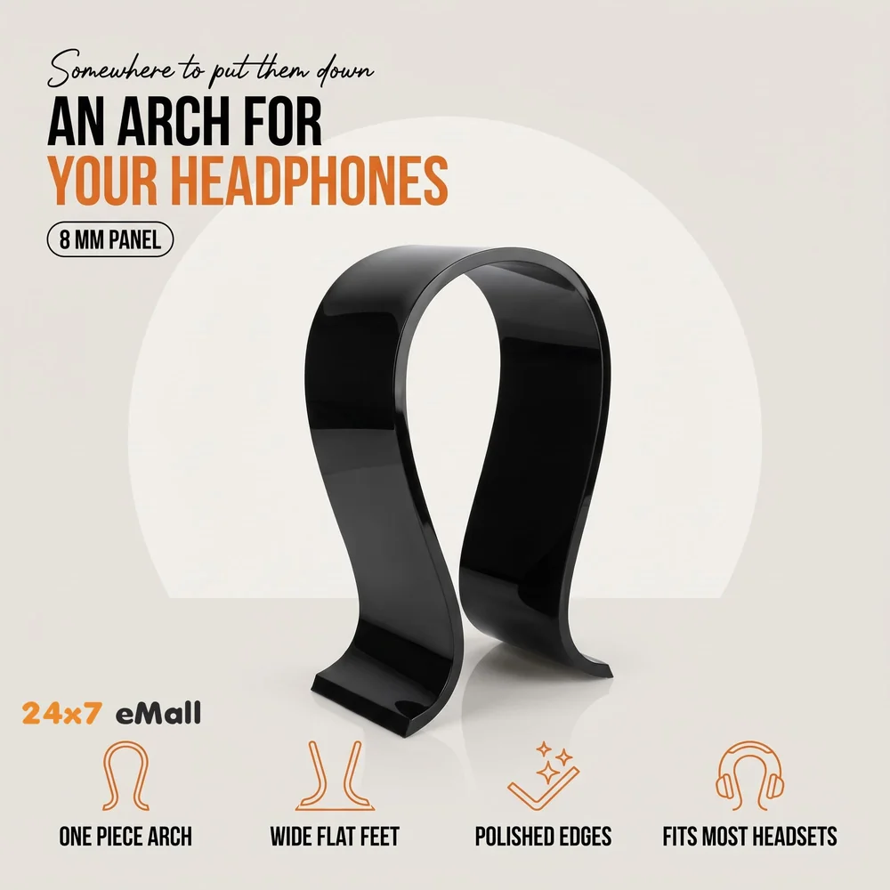 Headphone Stand, Acrylic Universal Headset Earphone Holder Desk Display Hanger with 8mm Thickness
