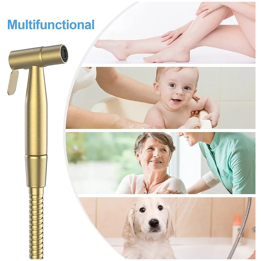 Gold Health Faucet Jet Spray 1.4m Metal Hose Complete Set