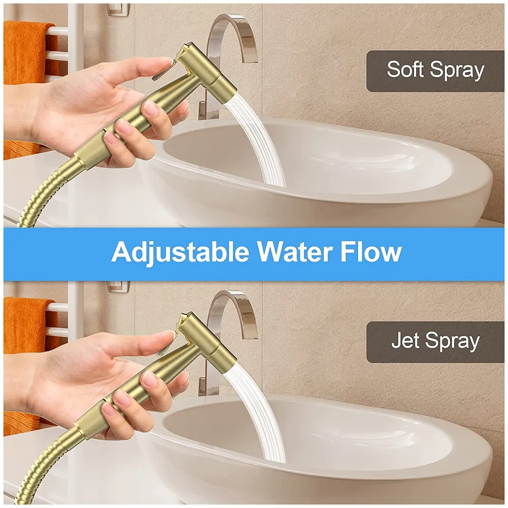 Gold Health Faucet Jet Spray 1.4m Metal Hose Complete Set