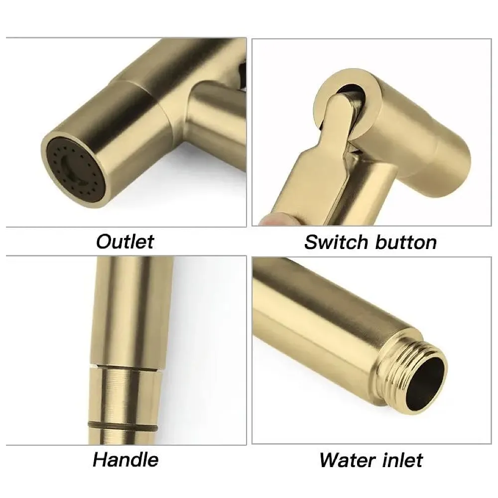Gold Health Faucet Jet Spray 1.4m Metal Hose Complete Set