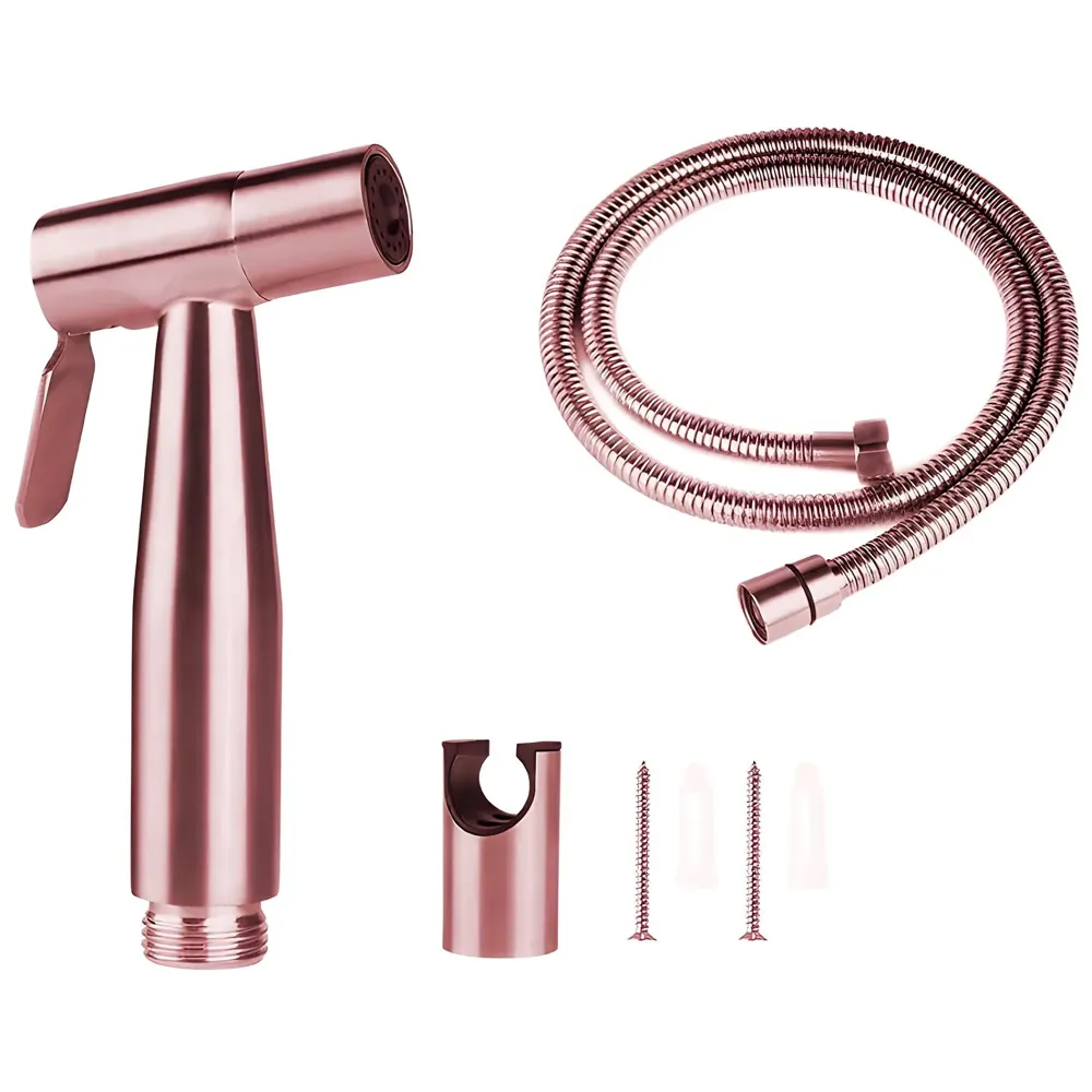 Rose Gold Commode Shower, Health Faucet, Bidget Faucet with Hose Bathroom Jet Spray Brass