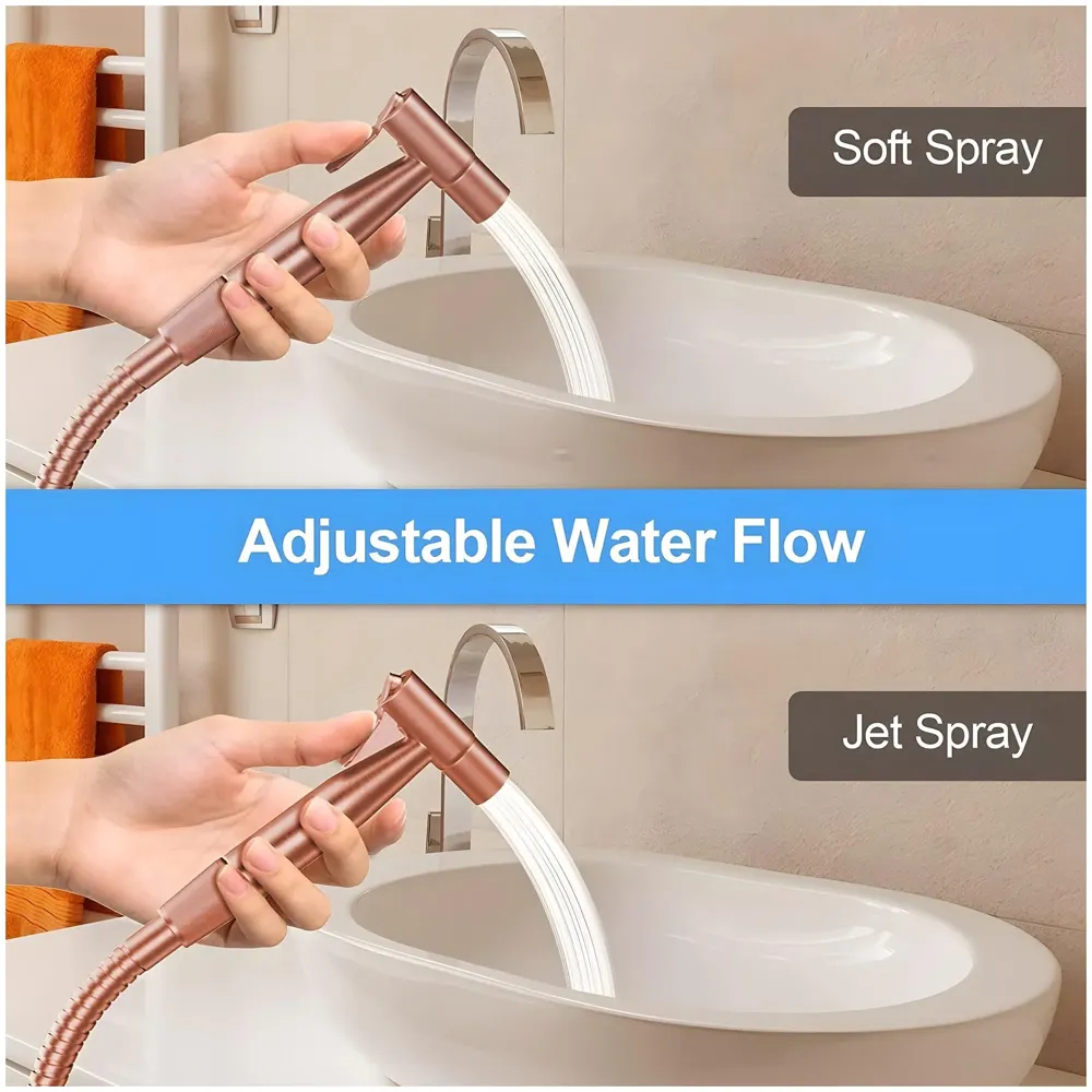 Rose Gold Commode Shower, Health Faucet, Bidget Faucet with Hose Bathroom Jet Spray Brass