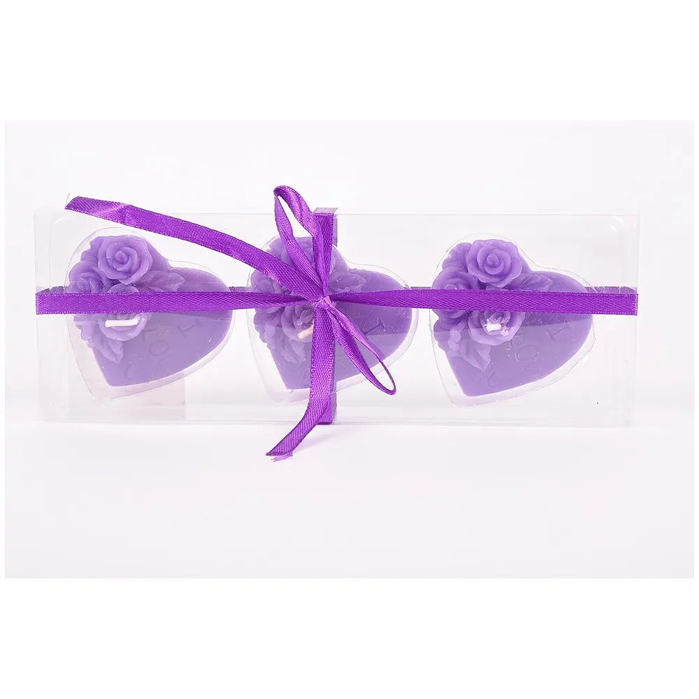 Floating Heart Real Candles ~ Purple ~ set of 3 gift pack ~ Valentine