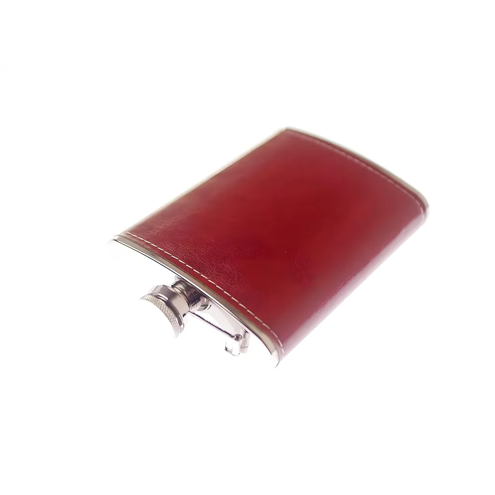 Stainless Steel Hip Flask Faux Leather 237 ml Leak Proof Brown