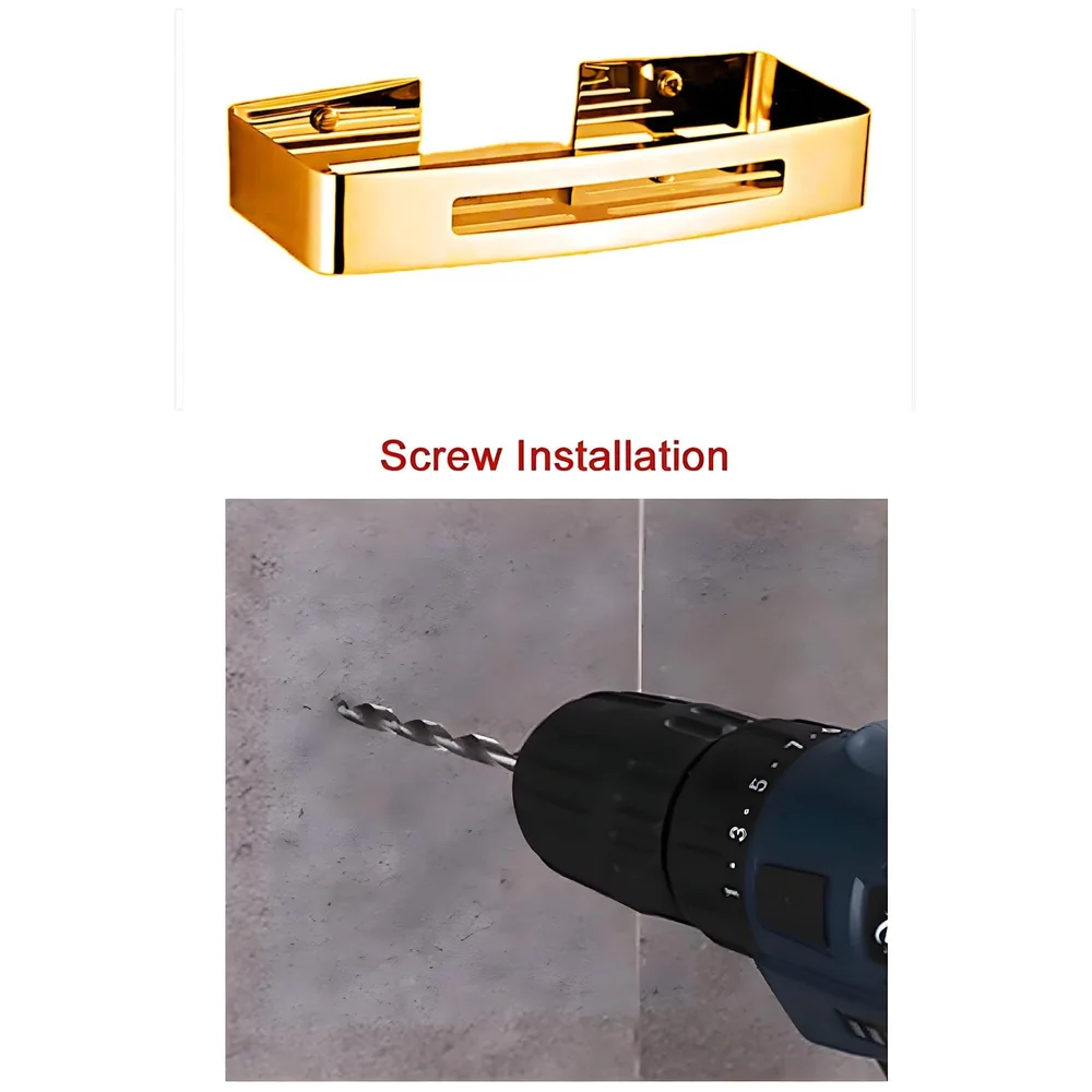 Gold Bathroom Shelf Wall Mount Shower Caddy Anti Rust 1 Pc Golden