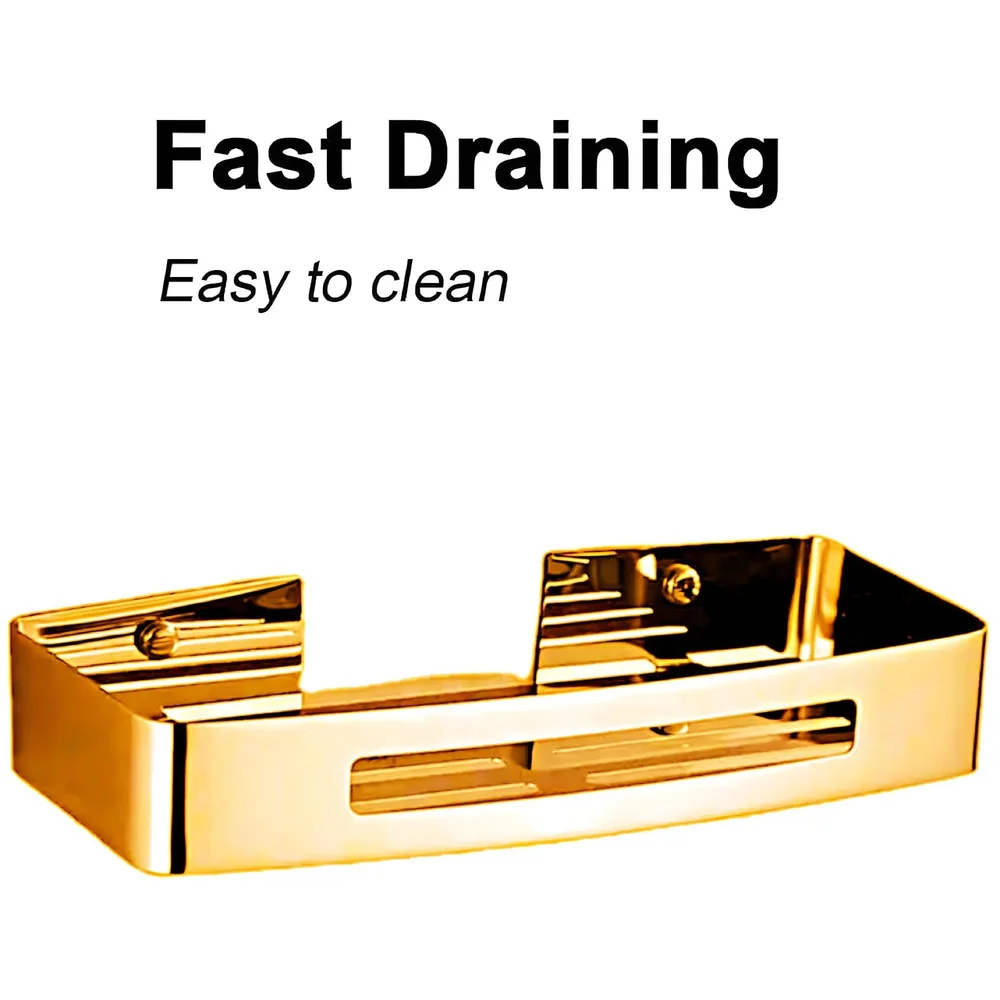 Gold Bathroom Shelf Wall Mount Shower Caddy Anti Rust 1 Pc Golden