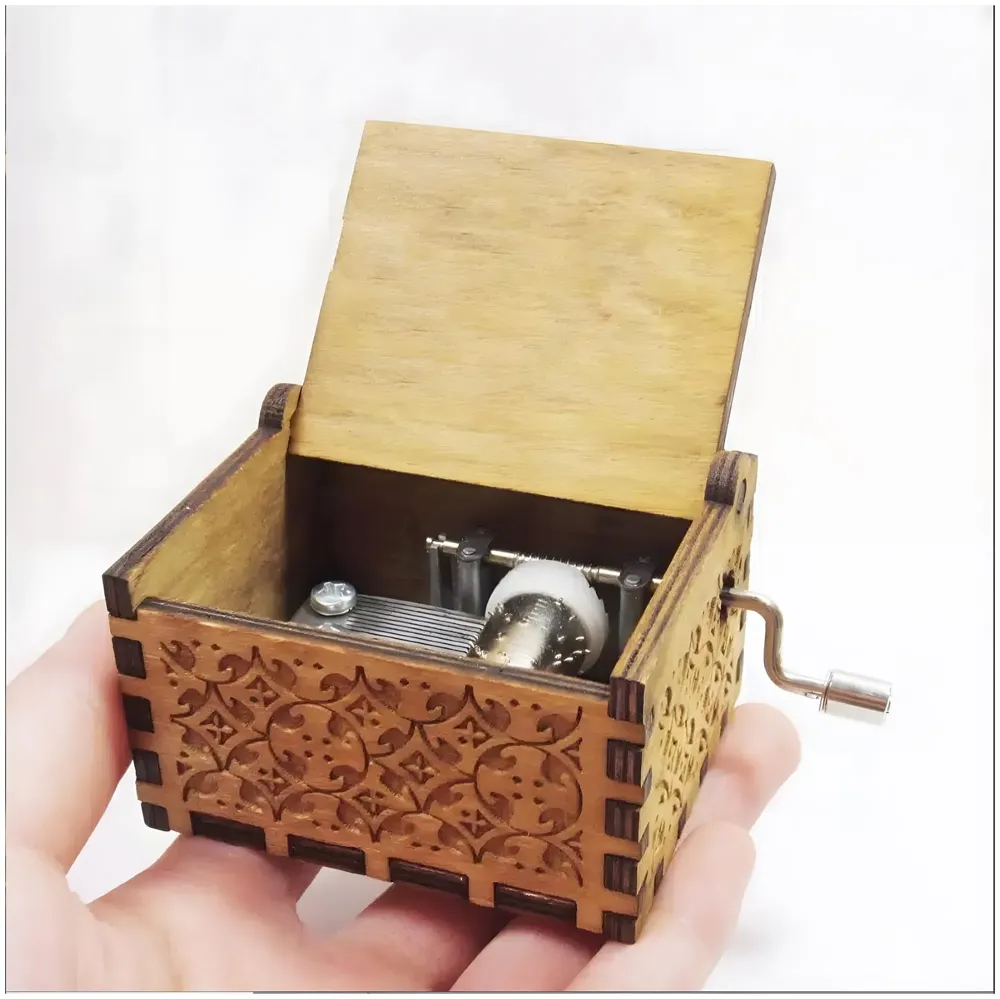 Wizard Theme Music Wooden Hand Cranked Collectable Engraved Music Box Juke Box