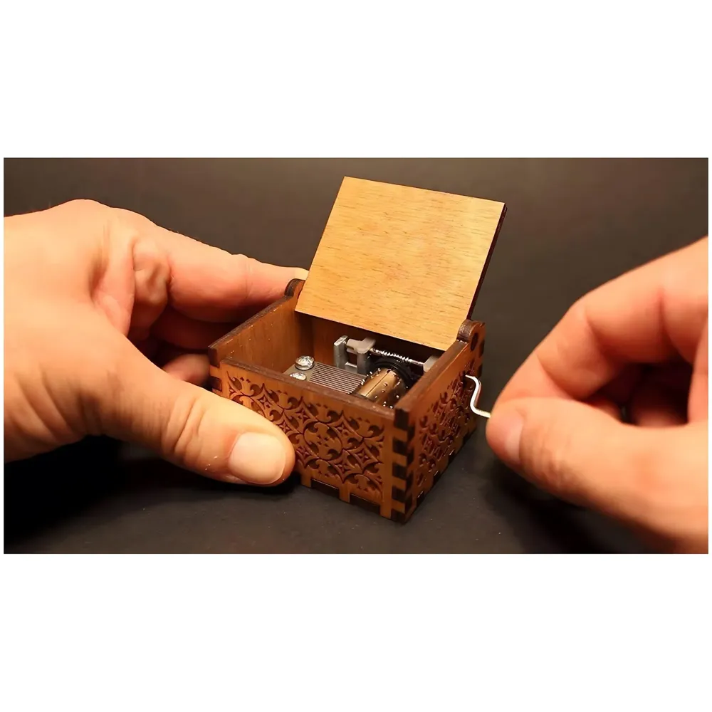 Wizard Theme Music Wooden Hand Cranked Collectable Engraved Music Box Juke Box