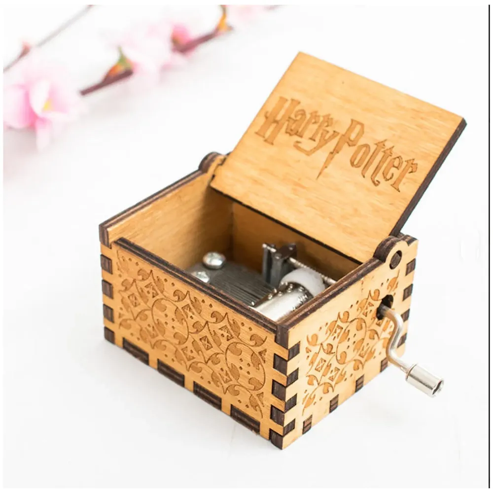 Wizard Theme Music Wooden Hand Cranked Collectable Engraved Music Box Juke Box