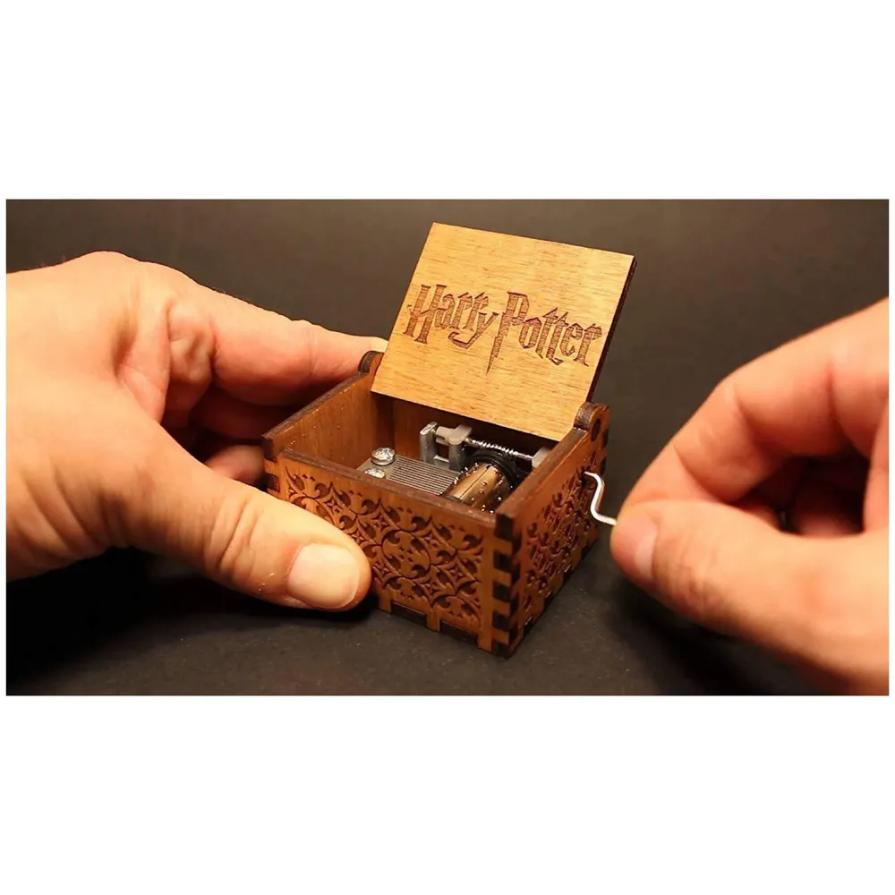 Wizard Theme Music Wooden Hand Cranked Collectable Engraved Music Box Juke Box