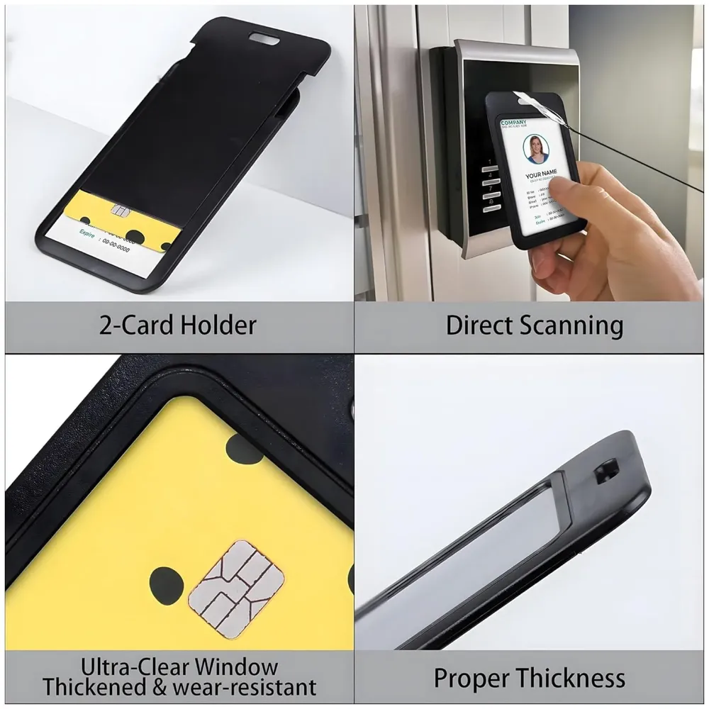 3 in 1 Id Card Holder Badge Holder with Lanyard and Retractable Wire Reel Carabiner for Company Corporate Hospitals Doctors Proximity Key Card Holder Visitors Pass