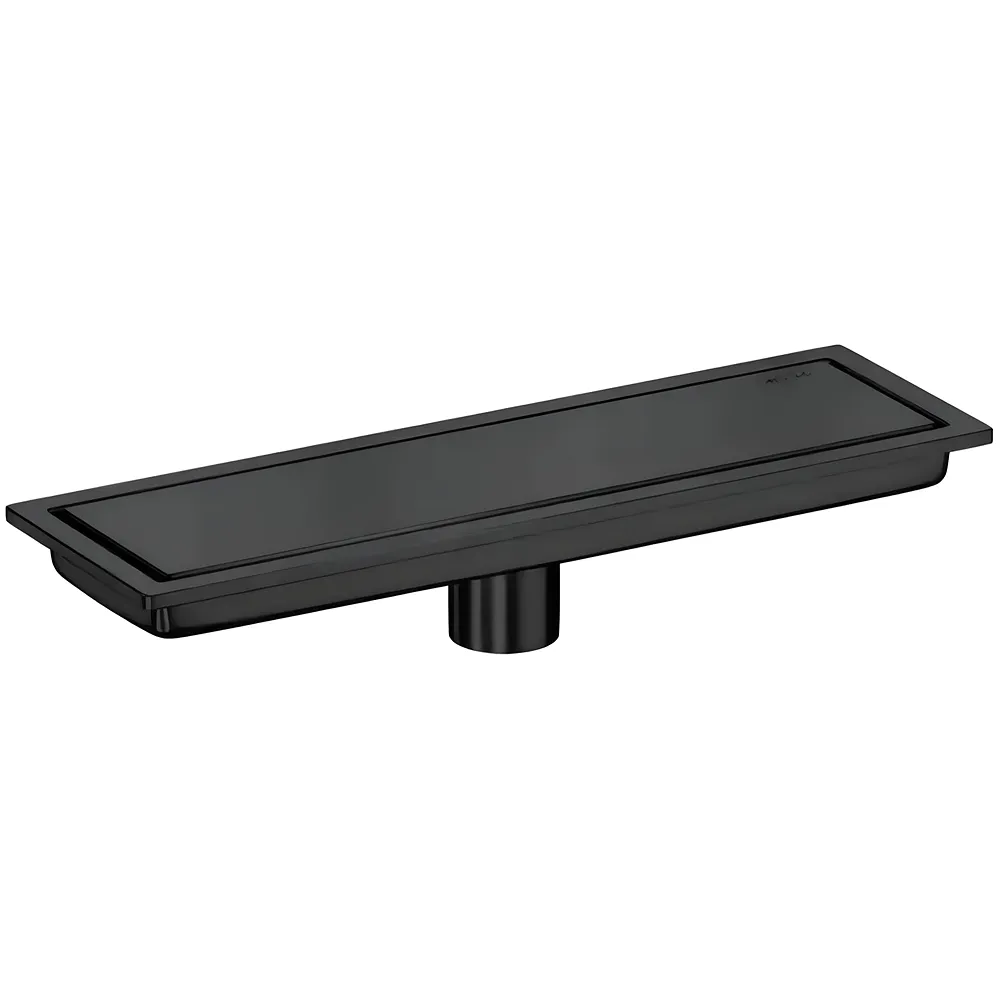 Black Floor Drain 12 x 4 Inch, 30 cm Tile Insert Center Hole Matt