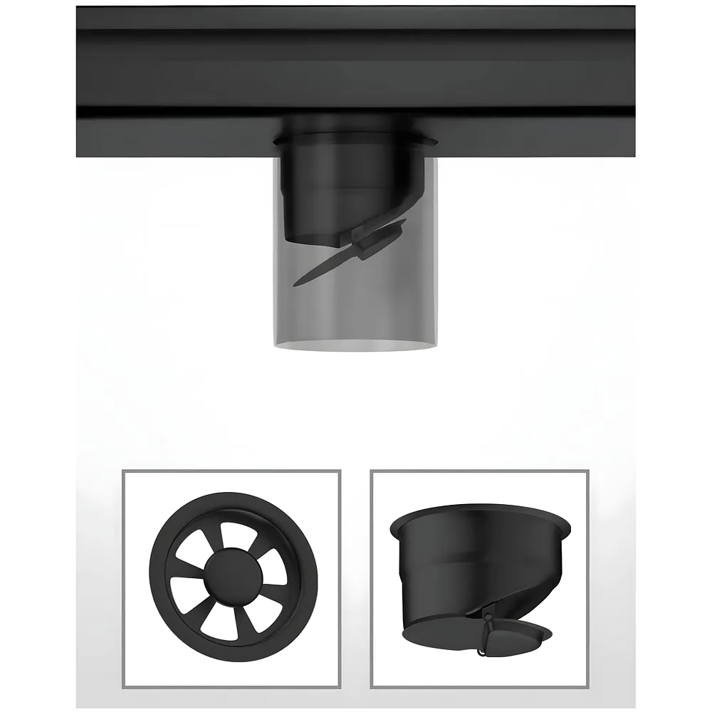 Black Floor Drain 12 x 4 Inch, 30 cm Tile Insert Center Hole Matt