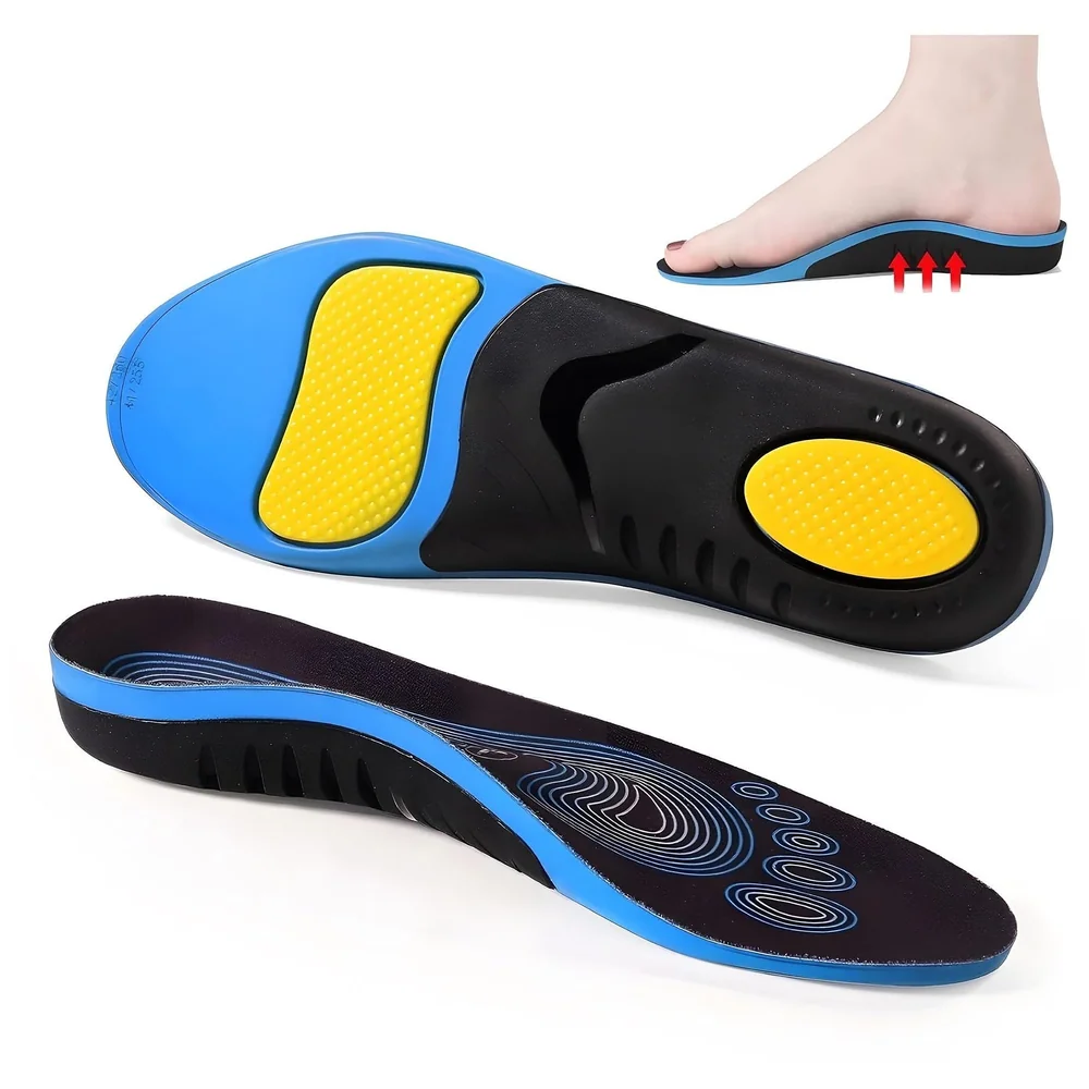 Gel Arch Insoles Flat Feet Plantar Fasciitis Euro 35 to 38 Blue