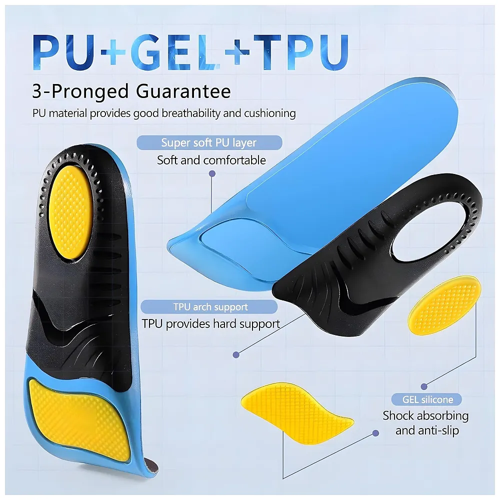 Gel Orthotic Insoles Flat Feet Plantar Fasciitis Euro 39 to 42